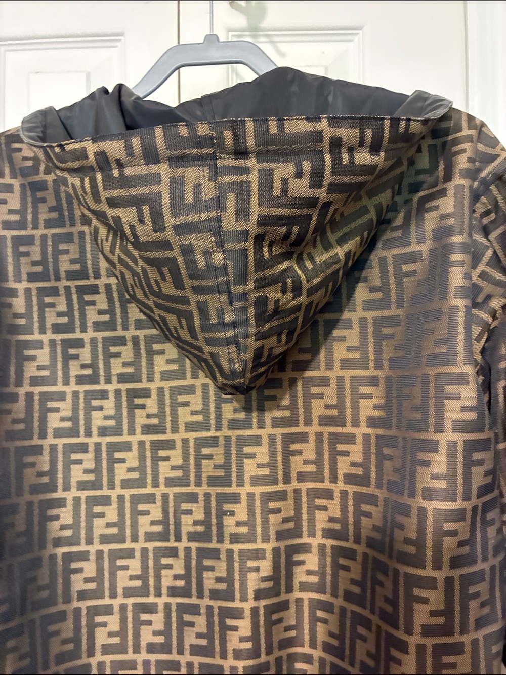 Fendi Brown FF Logo Hooded Windbreaker Jacket - Picture 5 of 16